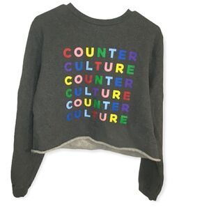 Counter culture rainbow crop top sweatshirt